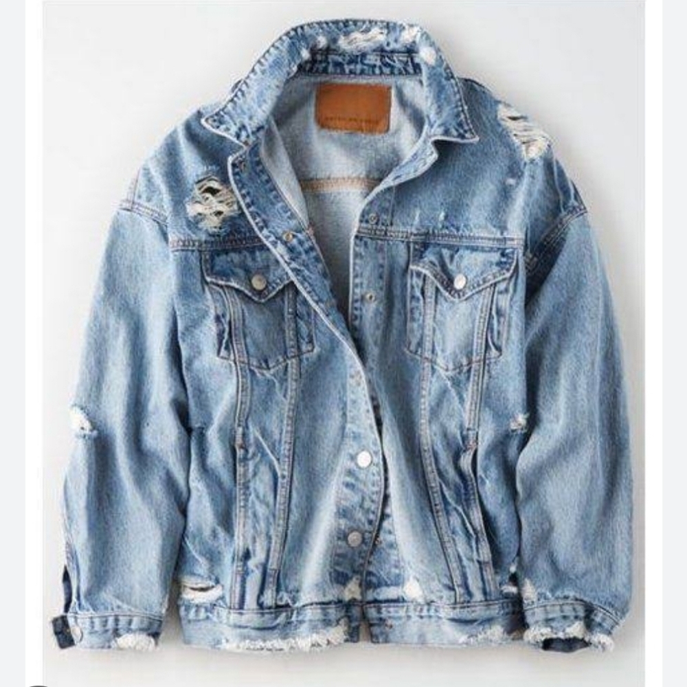 American Eagle Destroyed Boyfriend Oversized Jeans Jacket